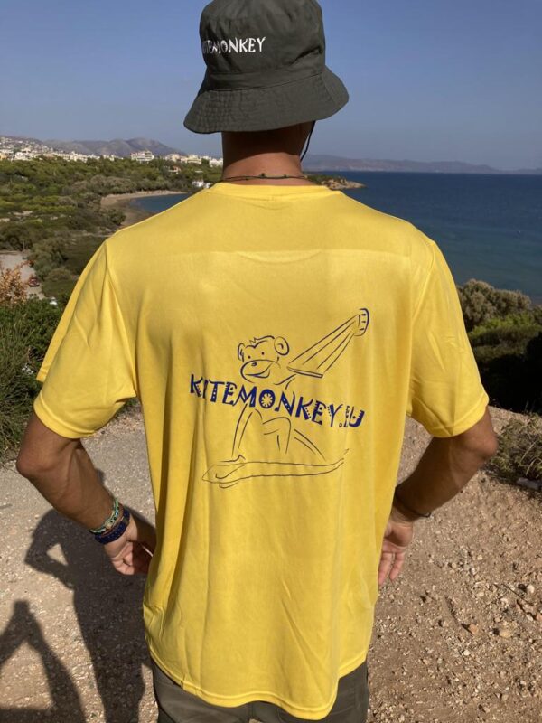 kitesurf kitemonkey quick dry lycra rashvest shortsleeve yellow tshirt