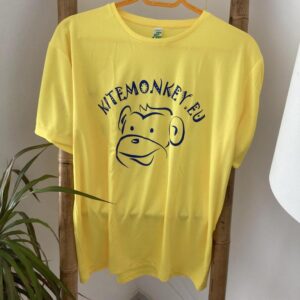 kitesurf kitemonkey quick dry lycra rashvest shortsleeve yellow tshirt