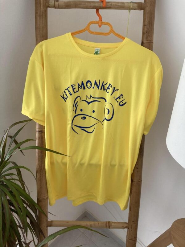 kitesurf kitemonkey quick dry lycra rashvest shortsleeve yellow tshirt