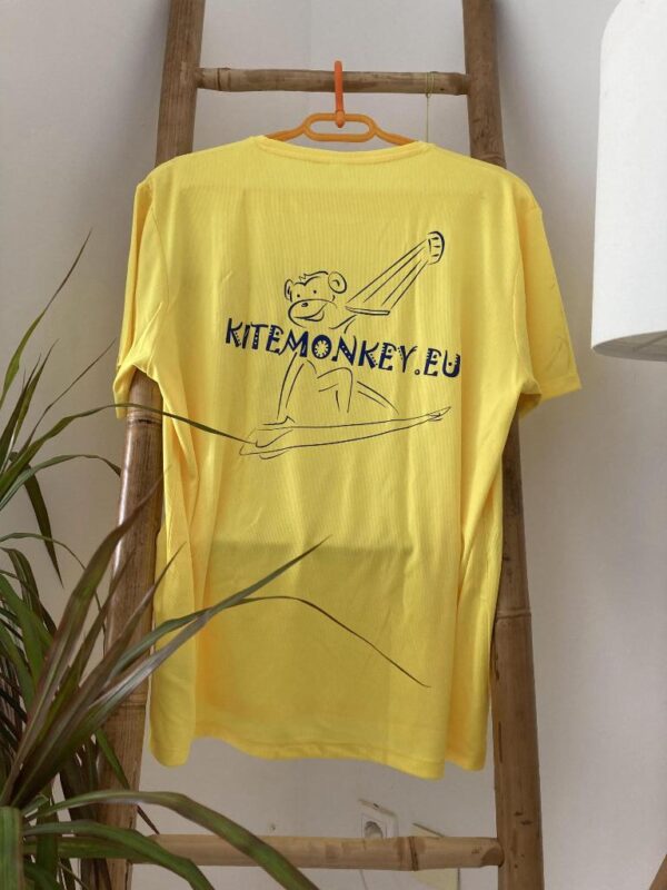 kitesurf kitemonkey quick dry lycra rashvest shortsleeve yellow tshirt