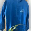 Electric blue Kitemonkey windproof jacket with hood and large kitesurf logo on the front